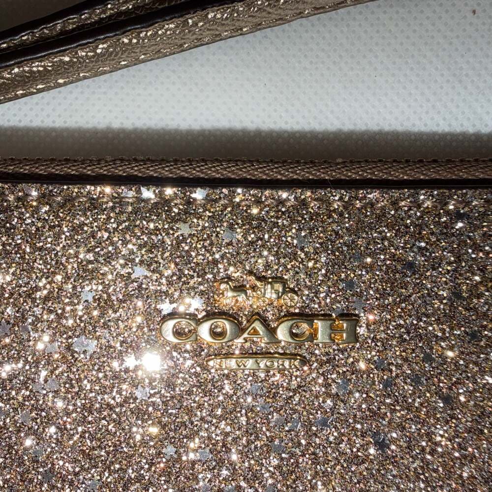 Coach Star Glitter Small Wristlet in Champagne Glitter